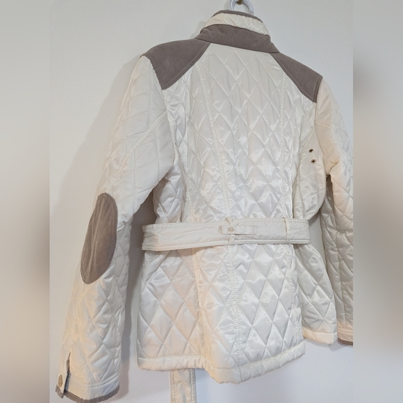 Vince Camuto White & Suede Puffer Jacket s: L - Picture 12 of 13